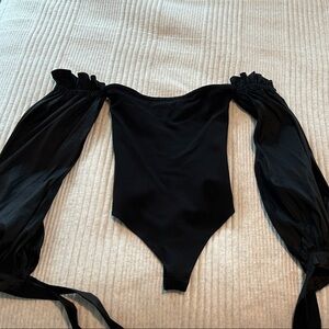 MAJORELLE Black Off-Shoulder Bodysuit